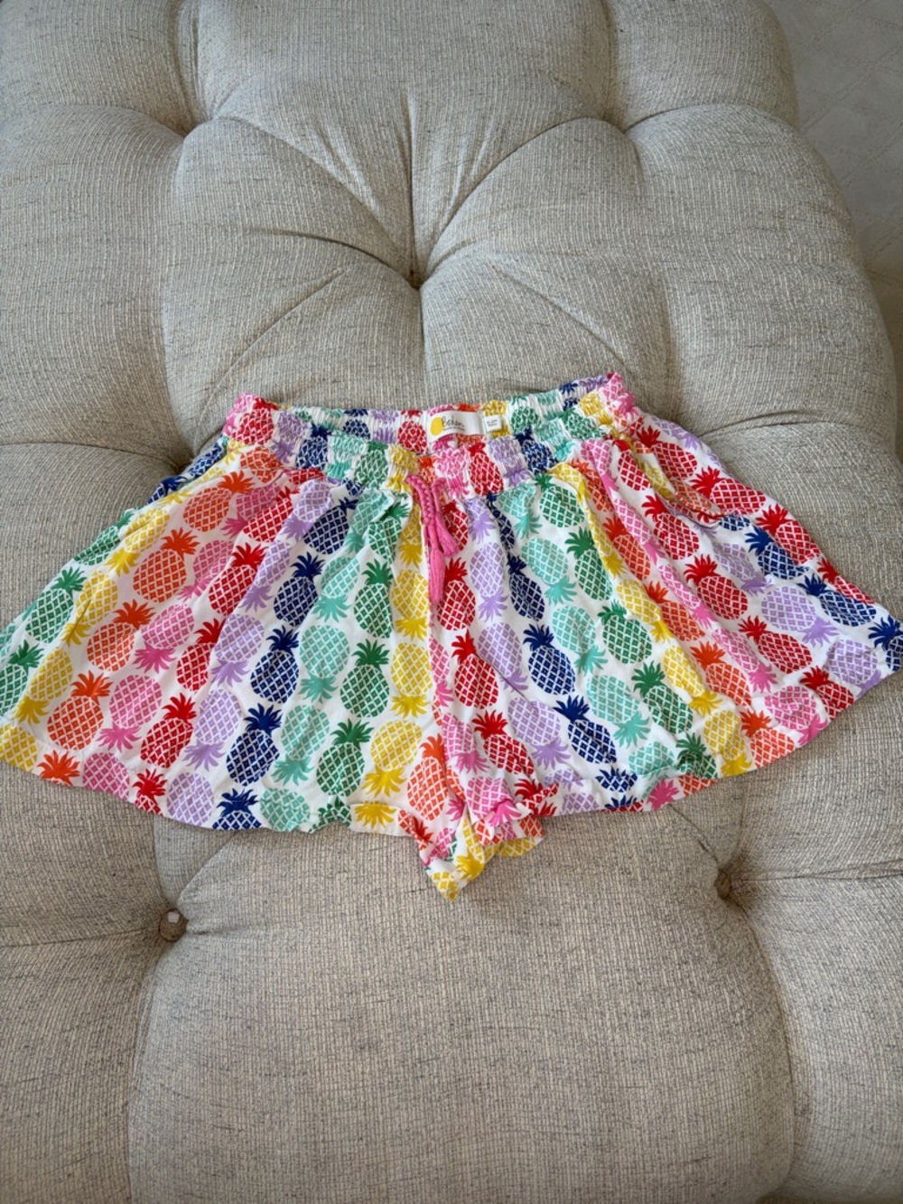 Mini Boden Rainbow Pineapple Print cotton Shorts